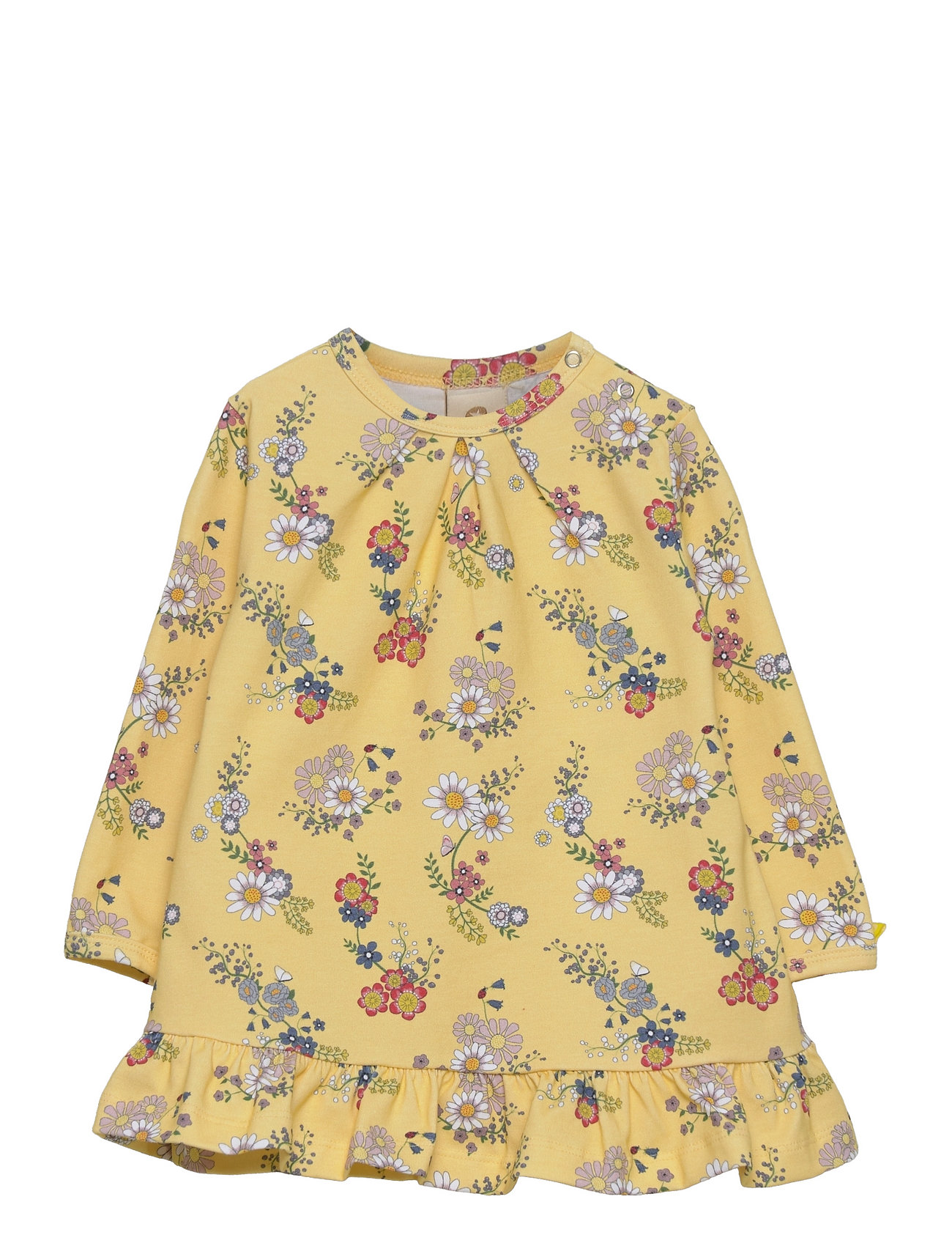 Dress Ls W. Frills, Flower Garden, Soft Yellow Dresses & Skirts Dresses Baby Dresses Long-sleeved Baby Dresses Multi/patterned Smallstuff
