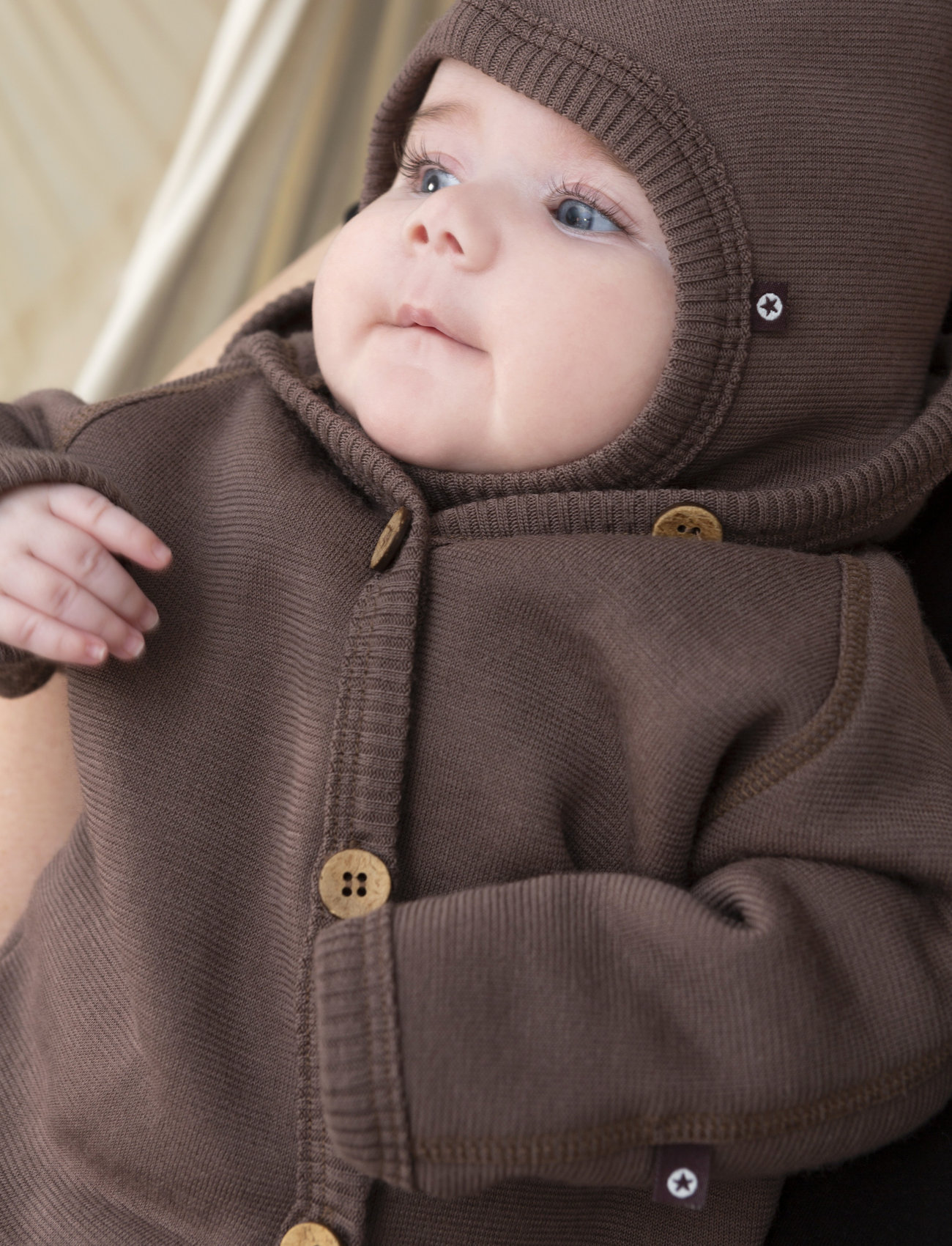 Smallstuff Jumpsuit Merino Wool W. Buttons And Hoodie, Rose Brown, 92/98, Brown > Jumpsuits, Børn