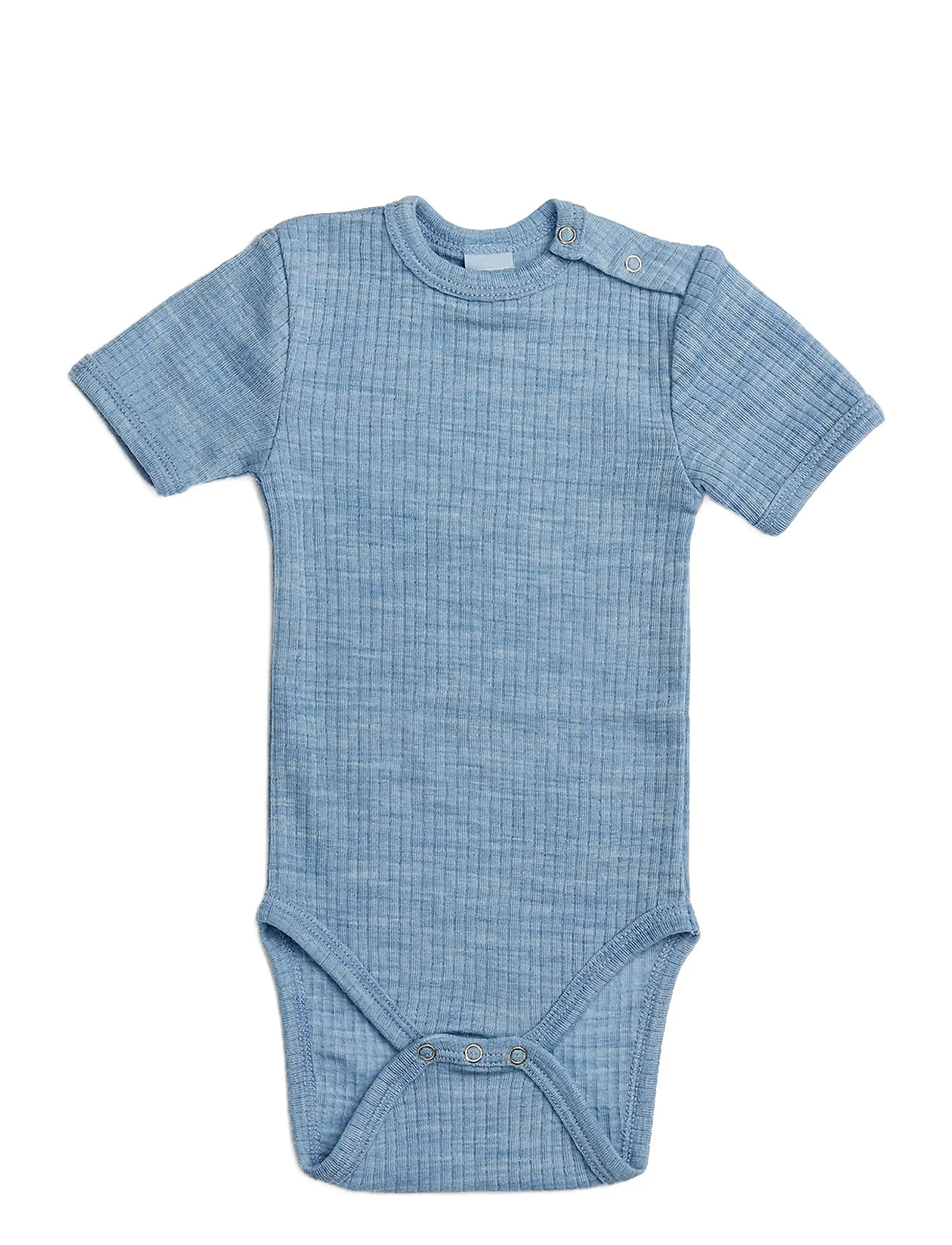 Smallstuff Body Ss, Light Blue Melange Drop Needle, Merino Wool, 56, Blue, Kroppe > Kortærmede, Børn