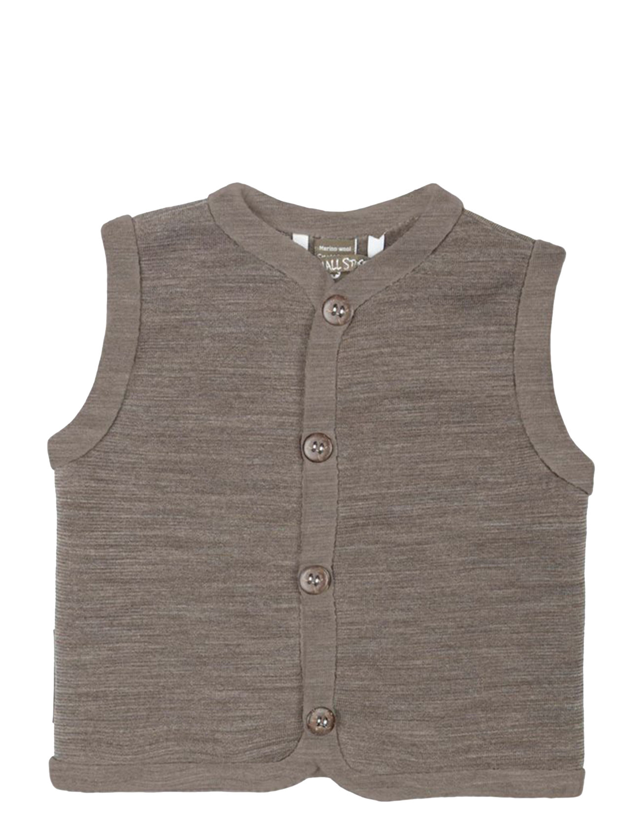 Vest, Merino Wool W. Buttons, Nature Tops Vests Grey Smallstuff