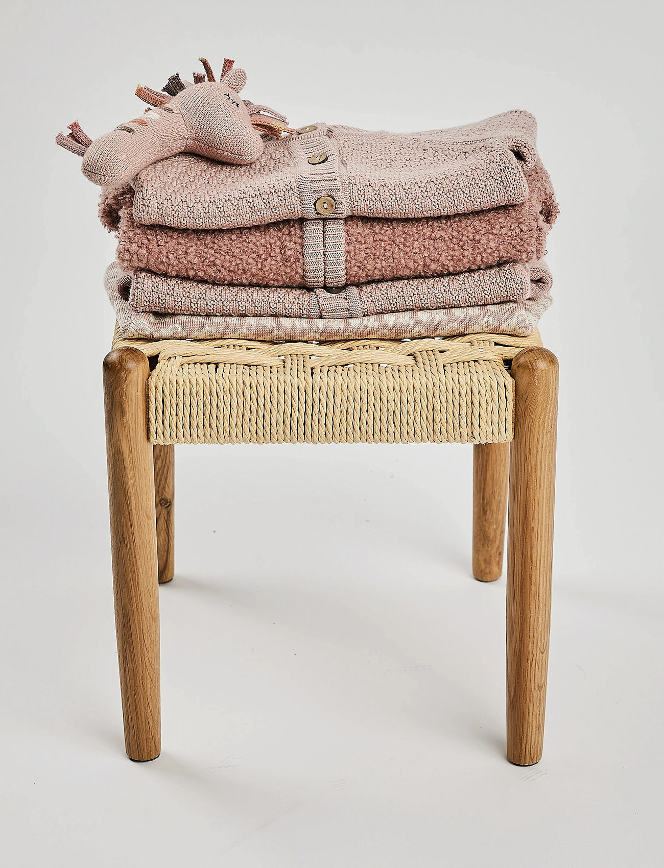 Smallstuff Cardigan, Ao Elephants, Merino Wool, Brown, 56/62, Pink, Strik > Cardigans, Børn