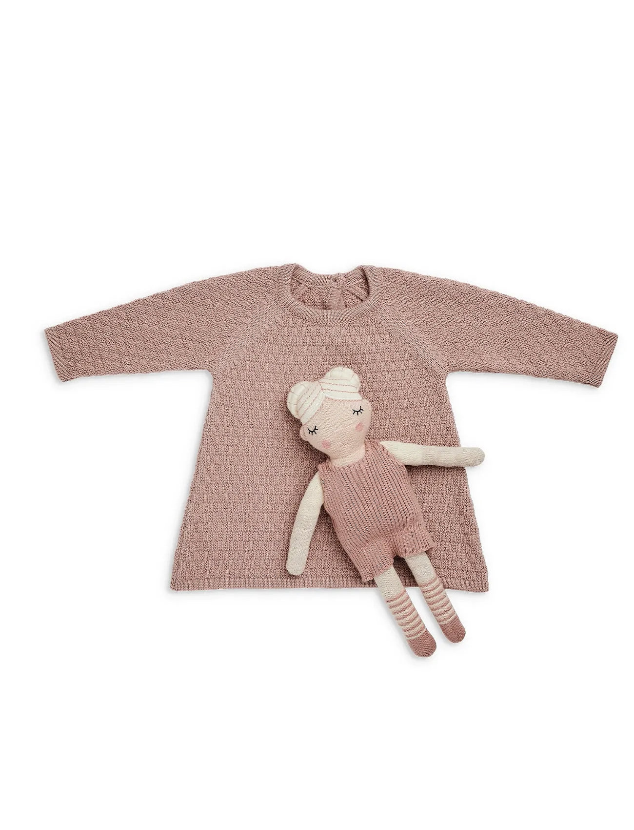 Smallstuff Dress, Ao Rabbits, Merino Wool, Powder, 92/98, Pink, Babykjoler > Langærmede Babykjoler, Børn
