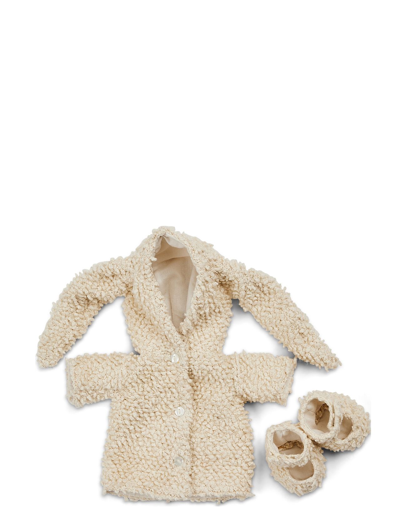 Doll Clothing, Bouclé Shoes/Coat W. Rabbit Ears Toys Dolls & Accessories Doll Clothes Beige Smallstuff