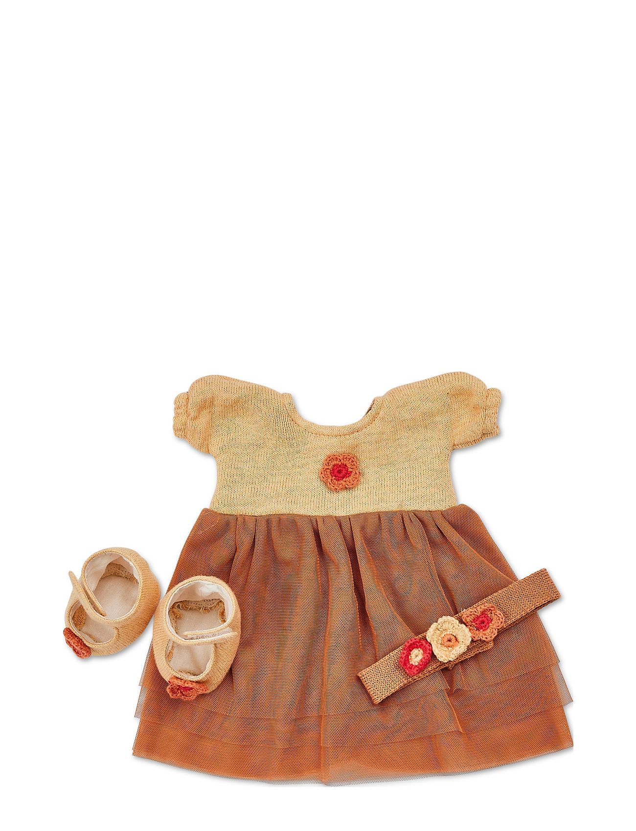 Smallstuff Doll Clothing, Party Dress W. Skor Badskor And Hair Band Orange