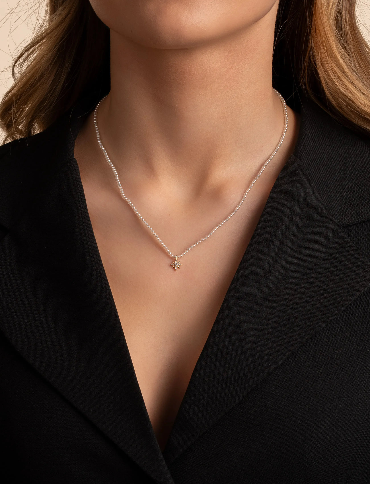 SNÖ of Sweden Stellaris Pendant Pearl Neck 42, 42 cm, White, Halskæder > Perlehalskæder, Dame