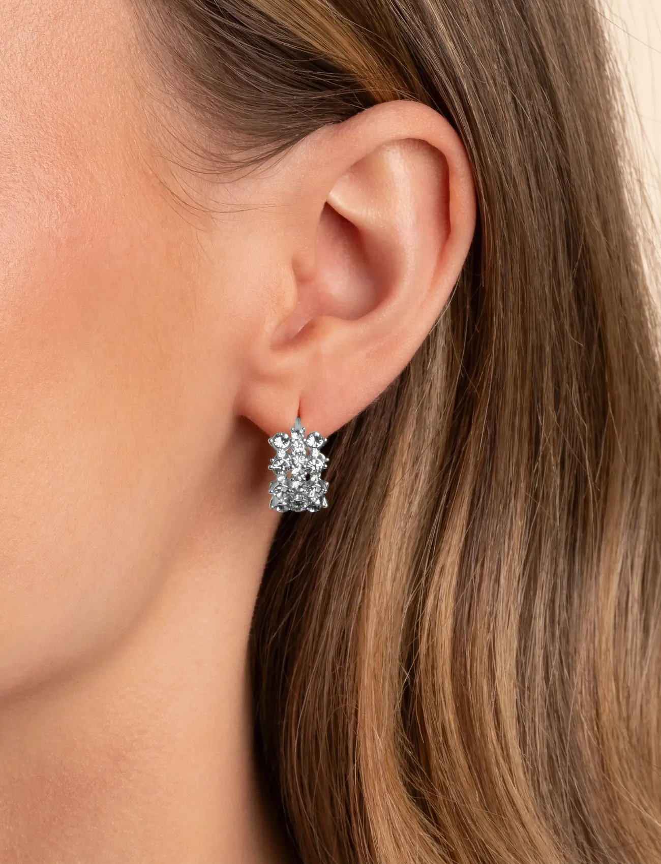 SNÖ of Sweden Sprinkles Small Tripple Crystal Ring Ear S/Clear - Onesize, One Size, Silver, Øreringe > Creoler, Dame