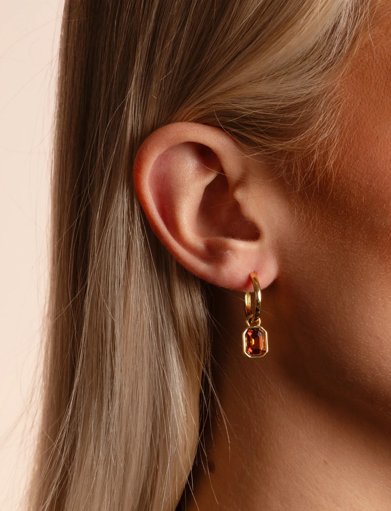SNÖ of Sweden Cathrine Pendant Ring Ear G/Brown-Onesize, One Size, Gold, Øreringe > Creoler, Dame