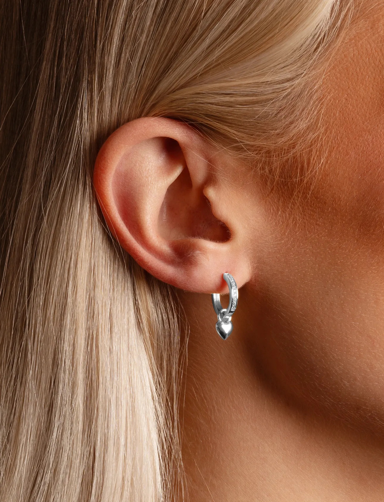SNÖ of Sweden Cute Crystal Pendant Ear S/Clear-Onesize, One Size, Silver, Øreringe > Creoler, Dame