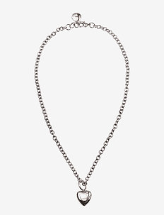 Card pendant neck 42 heart plain - halsband med hänge - plain silver