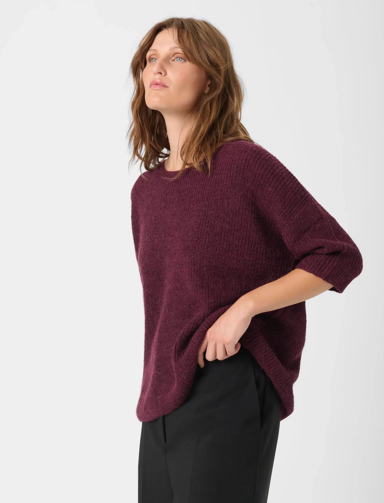 Soaked in Luxury Sltuesday Jumper, XL, Burgundy, Strik > Trøjer, Dame