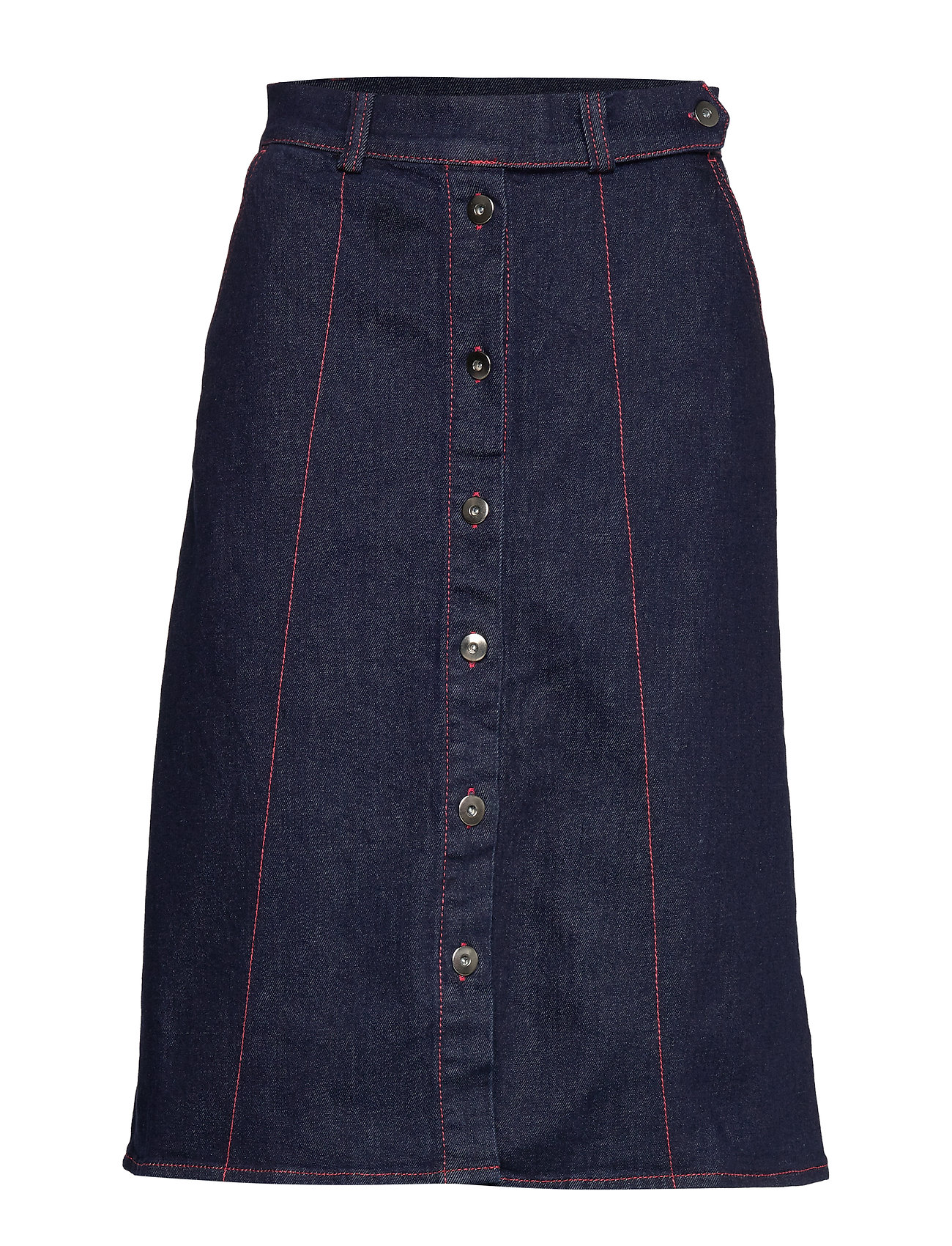 Soaked in Luxury Sl Zadie Skirt Knälång Kjol Blå In [Color: DARK BLUE DENIM ][Sex: Women ][Sizes: XS,S,L ]