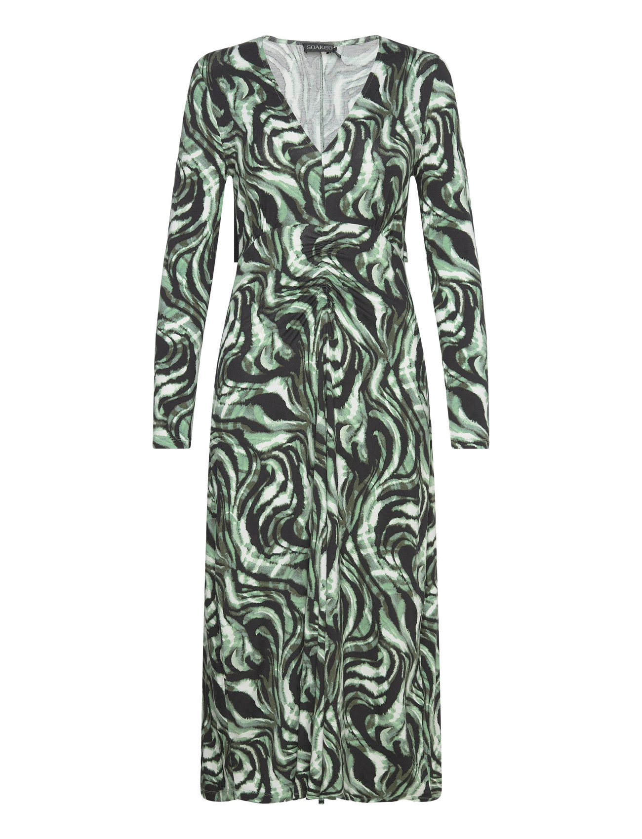 Slhanadi Printed V-Neck Dress Green Soaked In Luxury