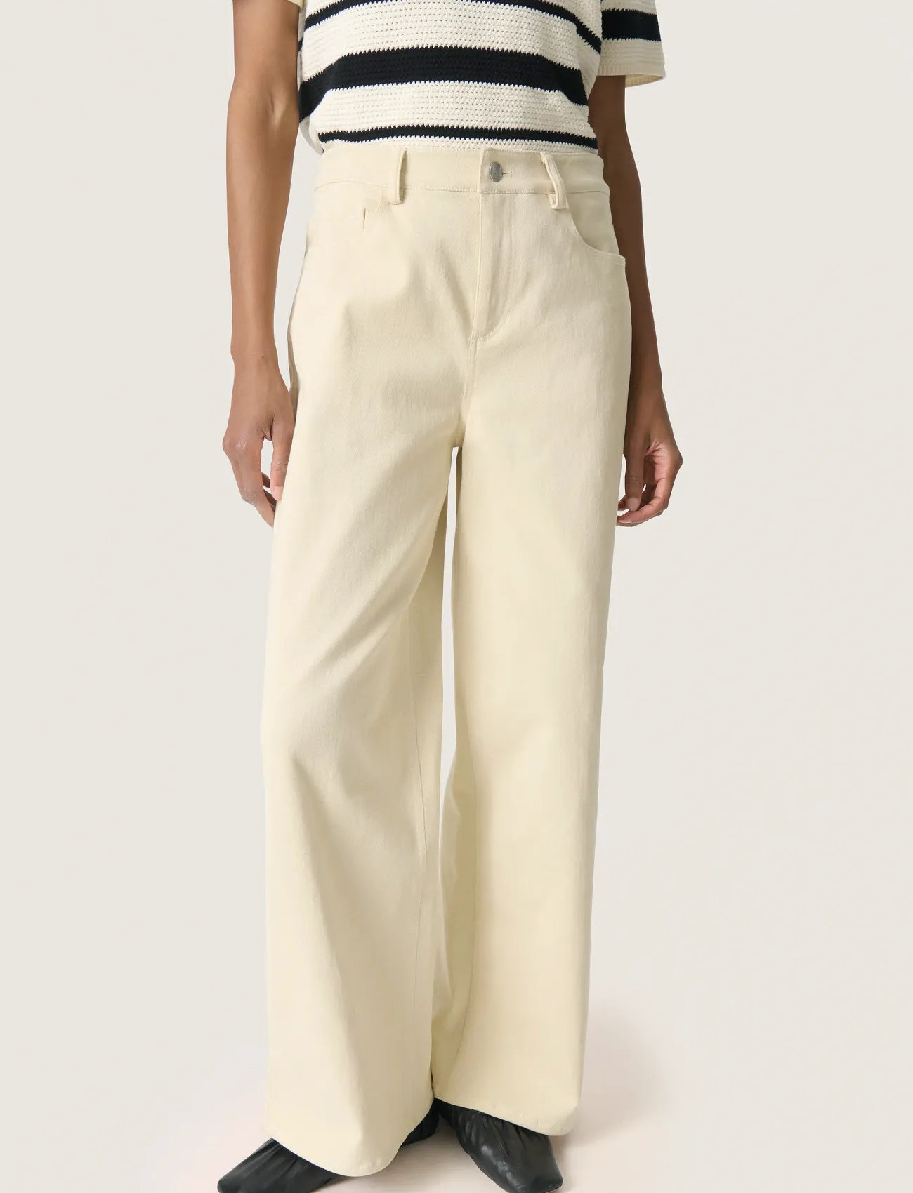 Soaked in Luxury Slsandja Plain Vanesa Pants, XL, Cream, Bukser > Brede Ben, Dame