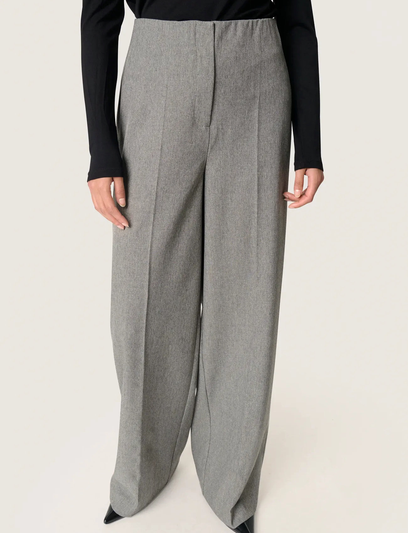 Soaked in Luxury Sllilu Corinne Wide Long Pants, XS, Grey, Bukser > Brede Ben, Dame