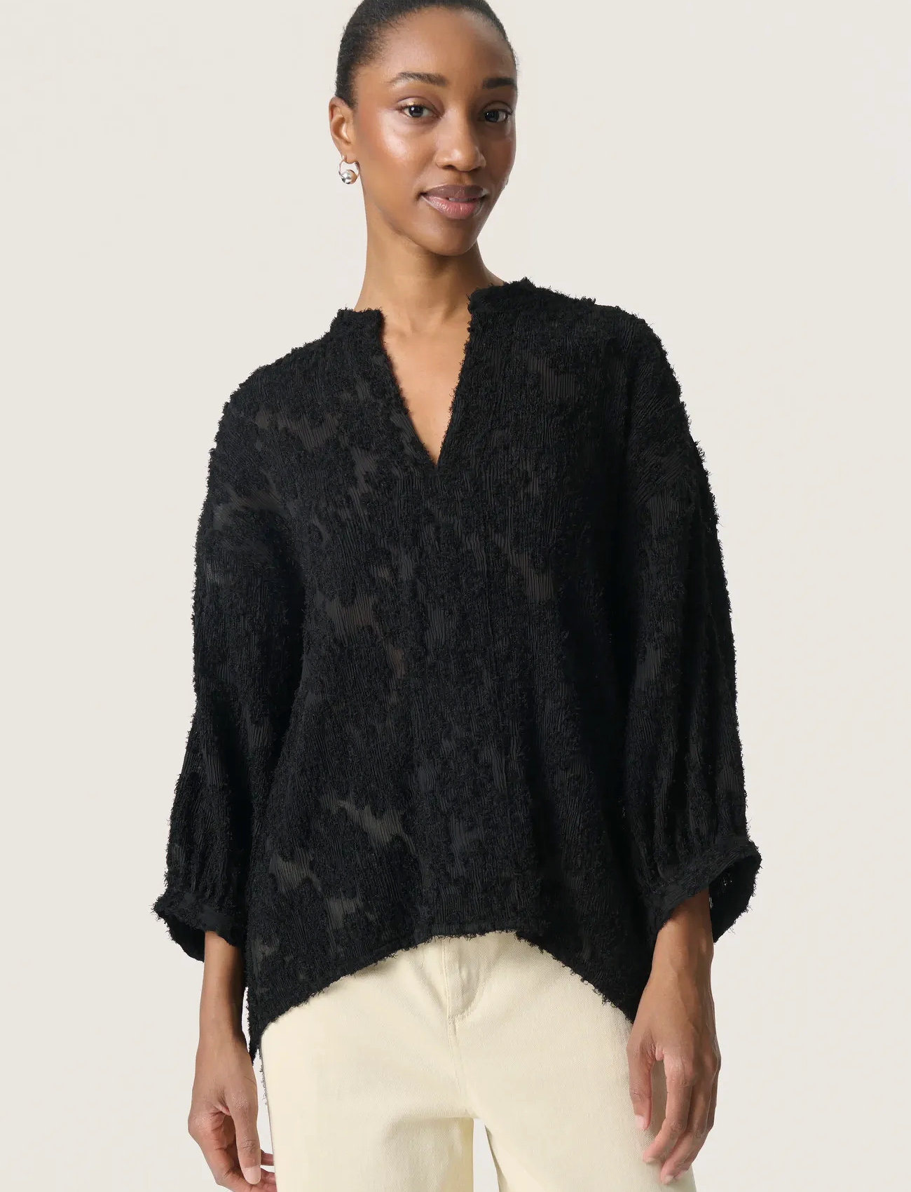 Soaked in Luxury Slraye Amily Blouse 3/4, L, Black, Bluser > Langærmede, Dame