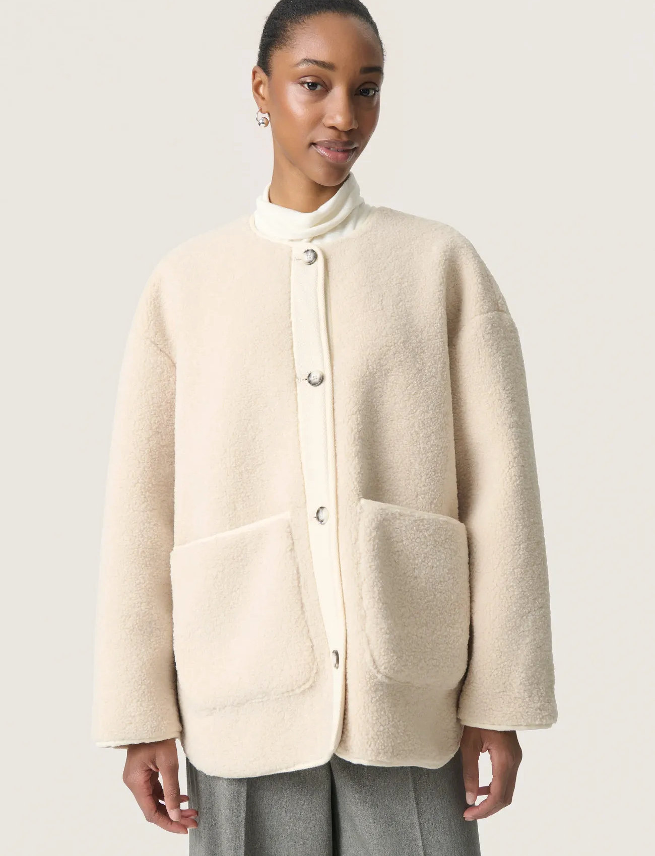 Soaked in Luxury Slthalassa Jacket, XS, Cream, Overtøj > Imiteret Pels, Dame