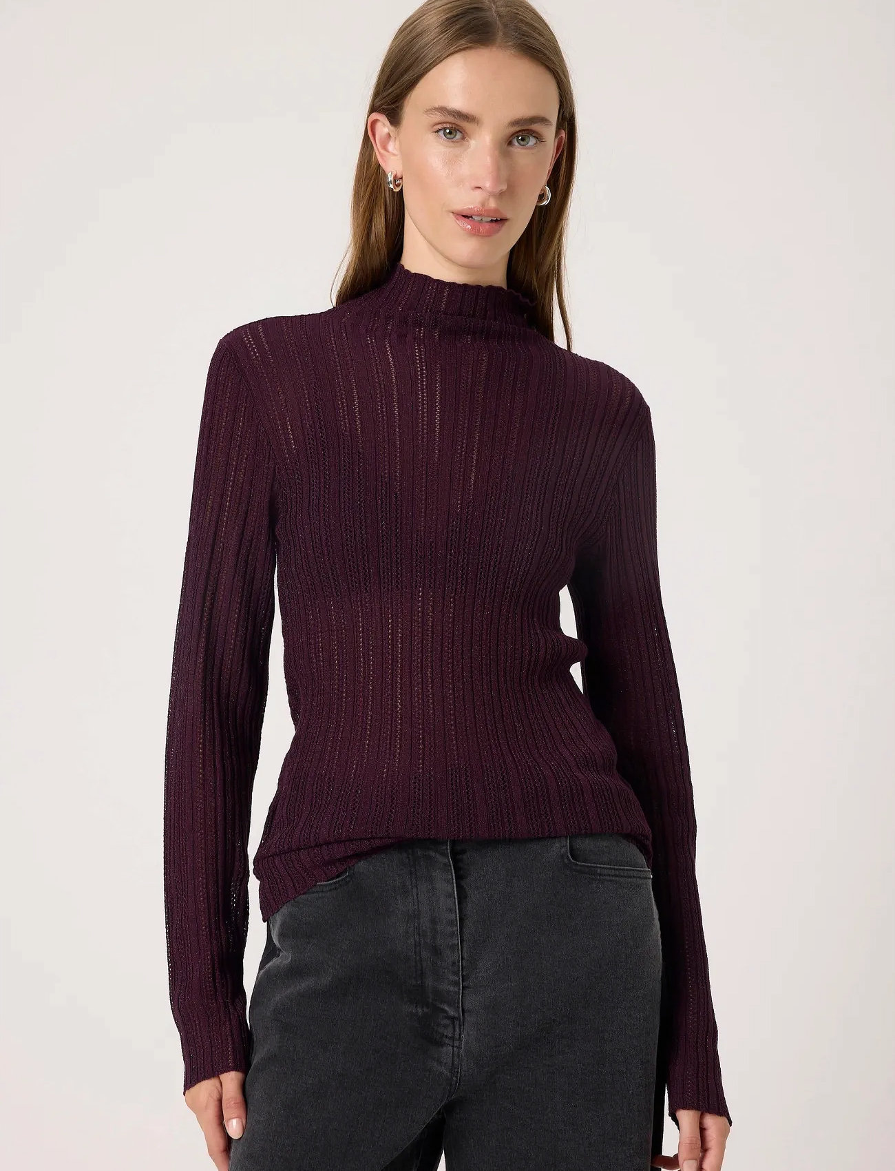 Soaked in Luxury Sllaisa Regular Pullover, S, Burgundy, Strik > Trøjer, Dame