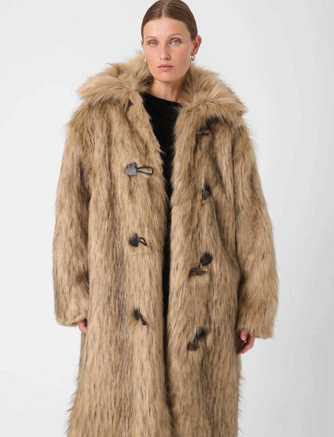 Soaked in Luxury Slfurly Coat, XL, Beige, Overtøj > Imiteret Pels, Dame