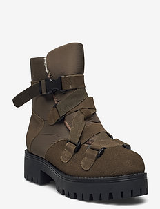 Boot - flat ankle boots - army green