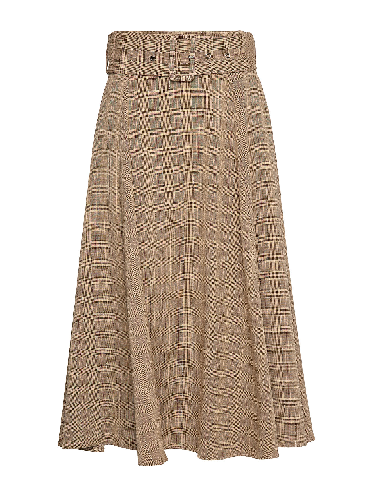 Sofie Schnoor Skirt Knälång Kjol Beige [Color: BROWN CHECK ][Sex: Women ][Sizes: XS,S,XL ]