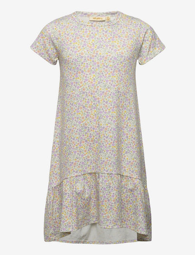 SGJenella Pastelflower SS dress - kurzärmelige freizeitkleider - snow white