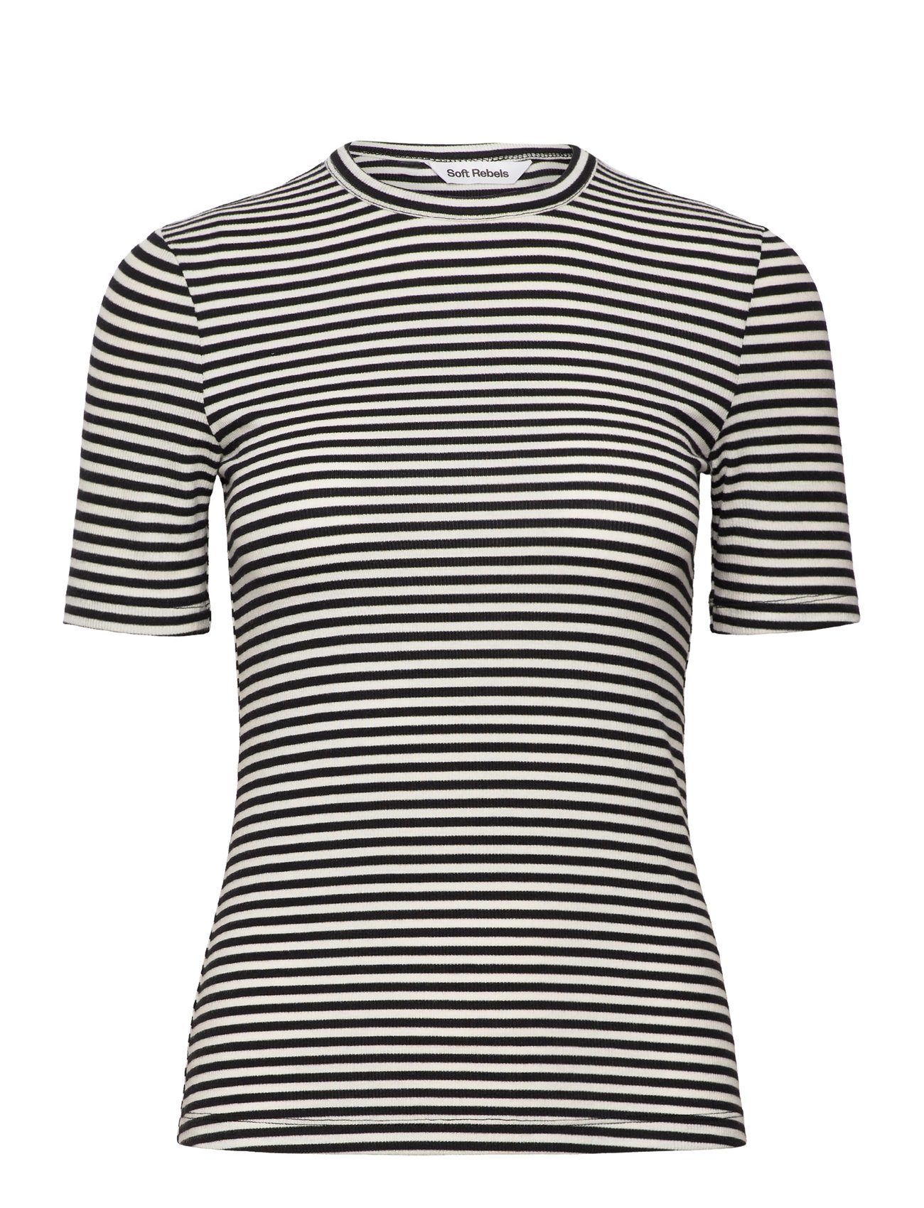 Srfenja Stripe Ss Top Black Soft Rebels