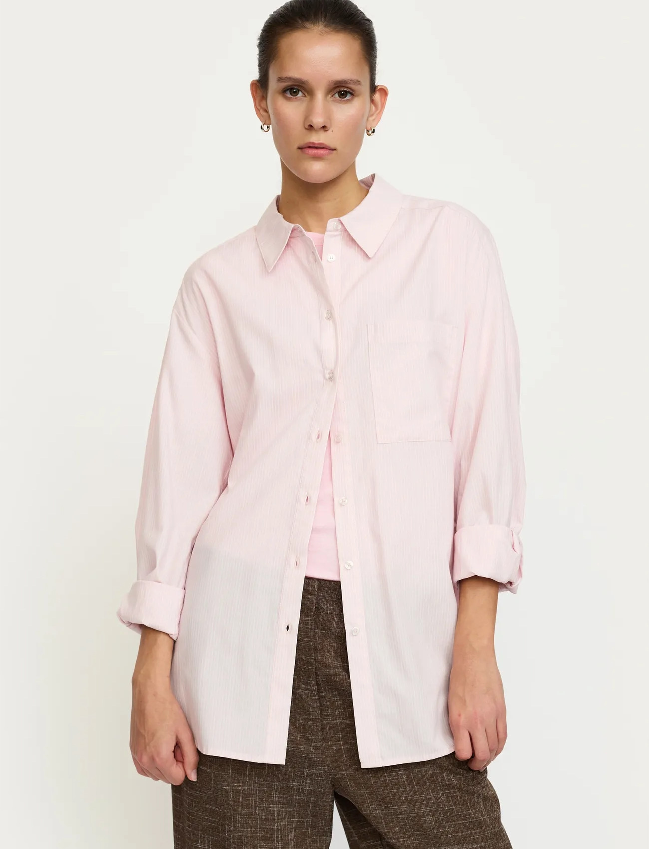 Soft Rebels Srveronica Striped Shirt, L, Pink, Skjorter > Langærmede, Dame