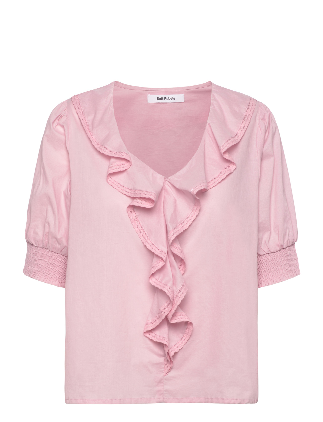 Soft Rebels Srtahnee Ss Blouse Gots, L, Pink, Bluser > Kortærmede, Dame