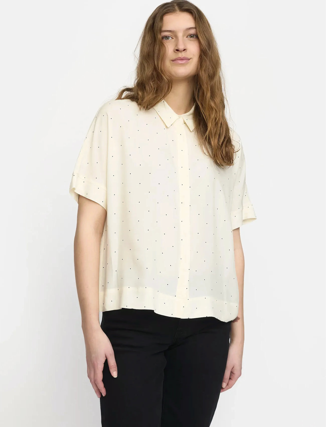 Soft Rebels Srmargot Freedom Dot Ss Shirt, XL, Yellow, Skjorter > Kortærmede, Dame