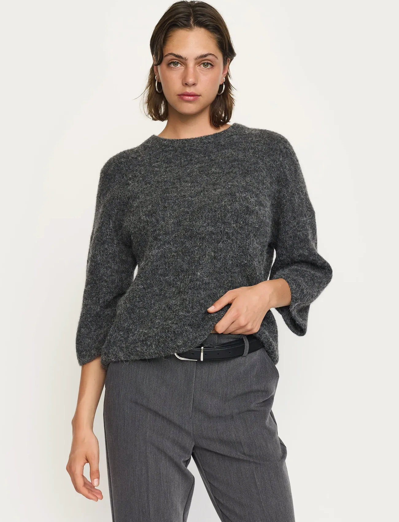 Soft Rebels Srhema Knit, L, Grey, Strik > Trøjer, Dame
