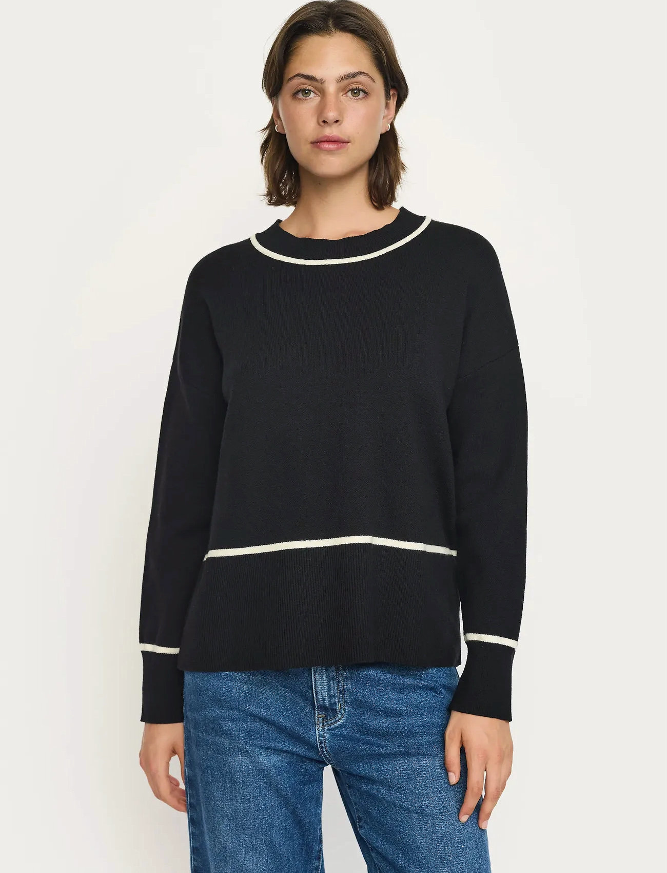 Soft Rebels Srflora Knit, M, Black, Strik > Trøjer, Dame