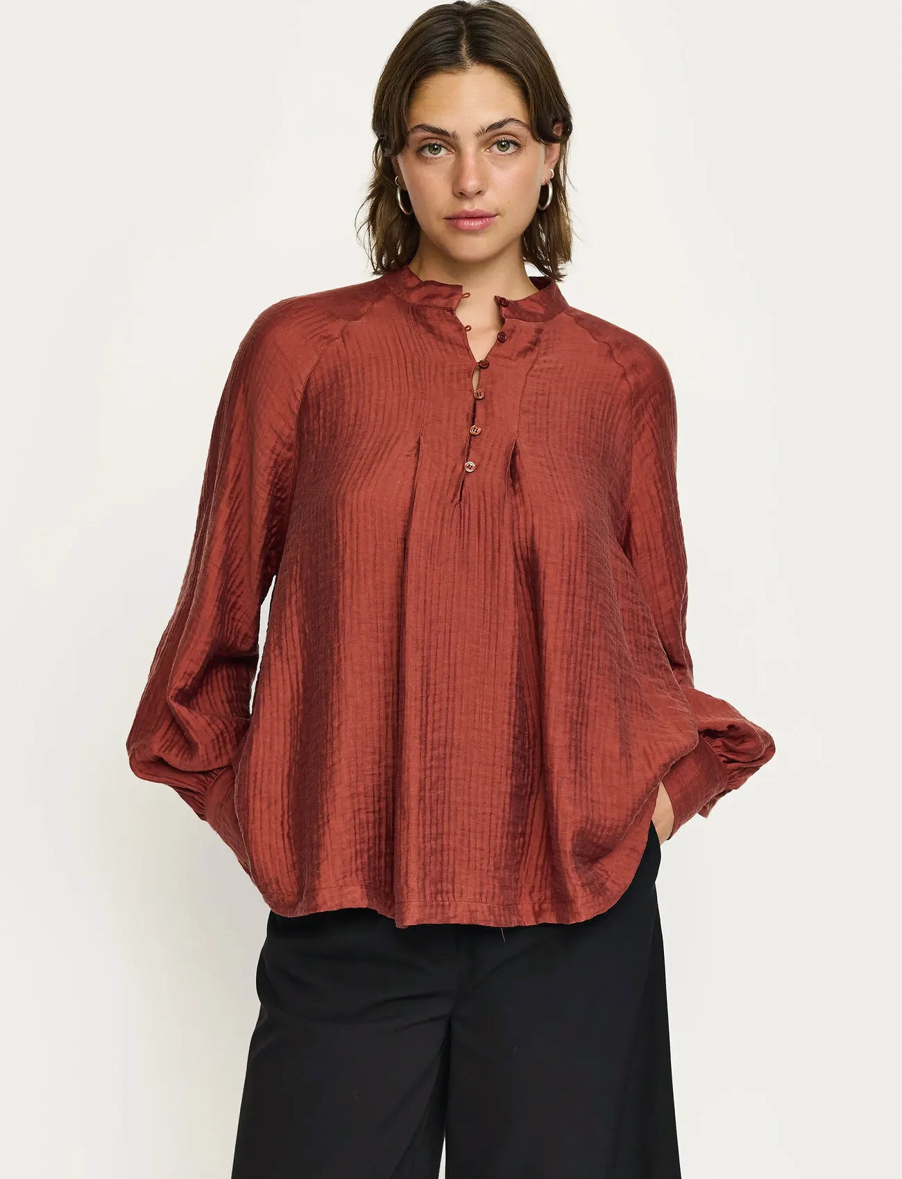 Soft Rebels Srjessa Blouse, S, Burgundy, Blouses - Long-sleeved, Dame