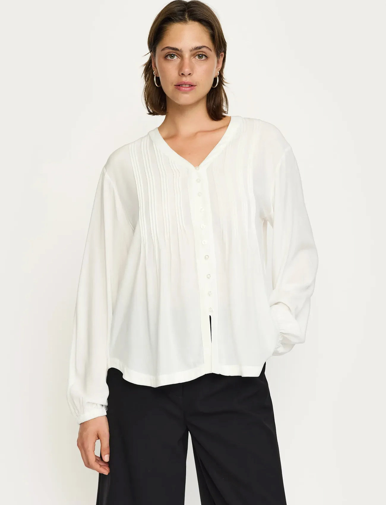 Soft Rebels Srfreedom V-Neck Blouse, S, White, Bluser > Langærmede, Dame
