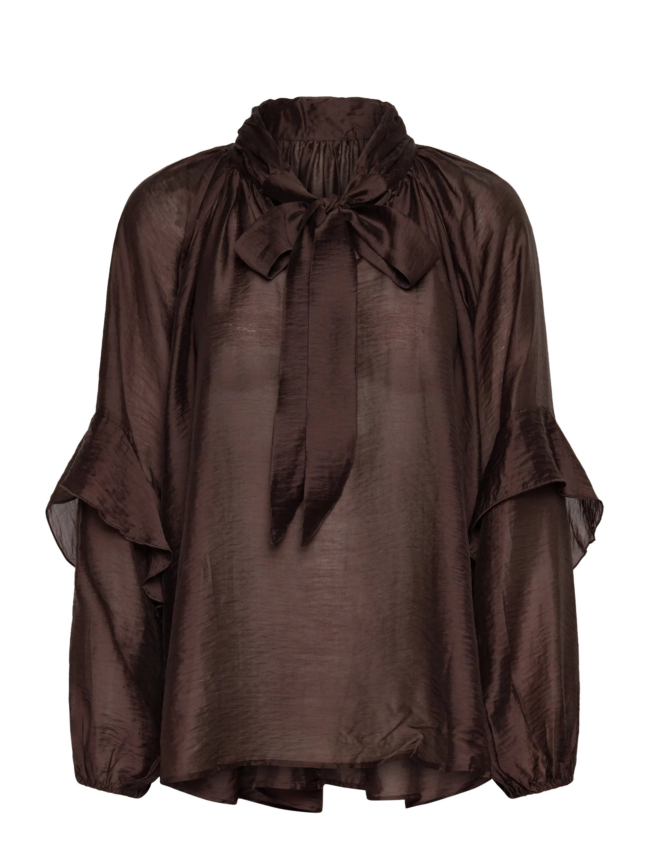 SOFT REBELS Srrachel Bow-Tie Bluse Braun - S/M - Damen