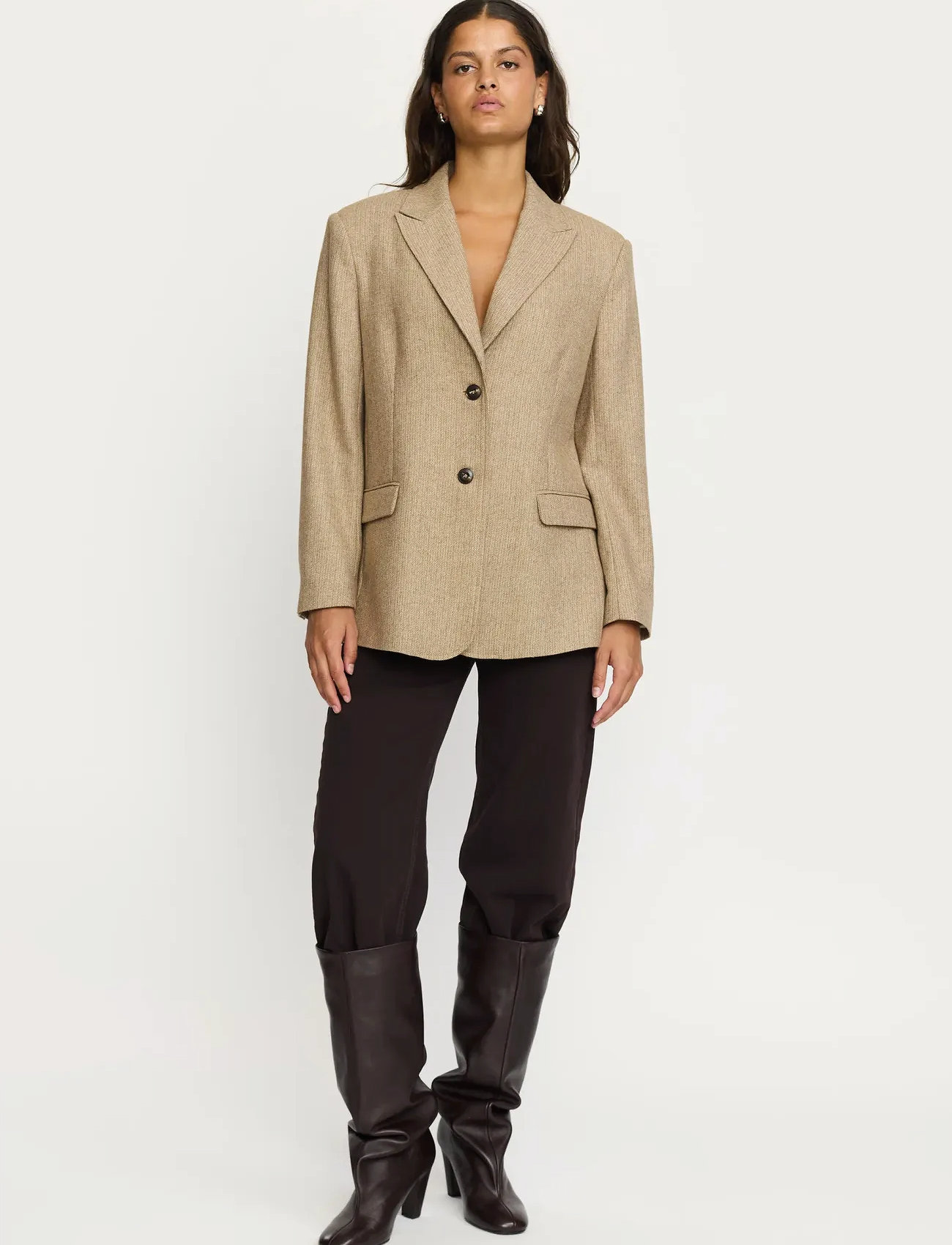 Soft Rebels Srgreta Loose Blazer, M, Beige, Blazere > Enkeltradede Blazere, Dame