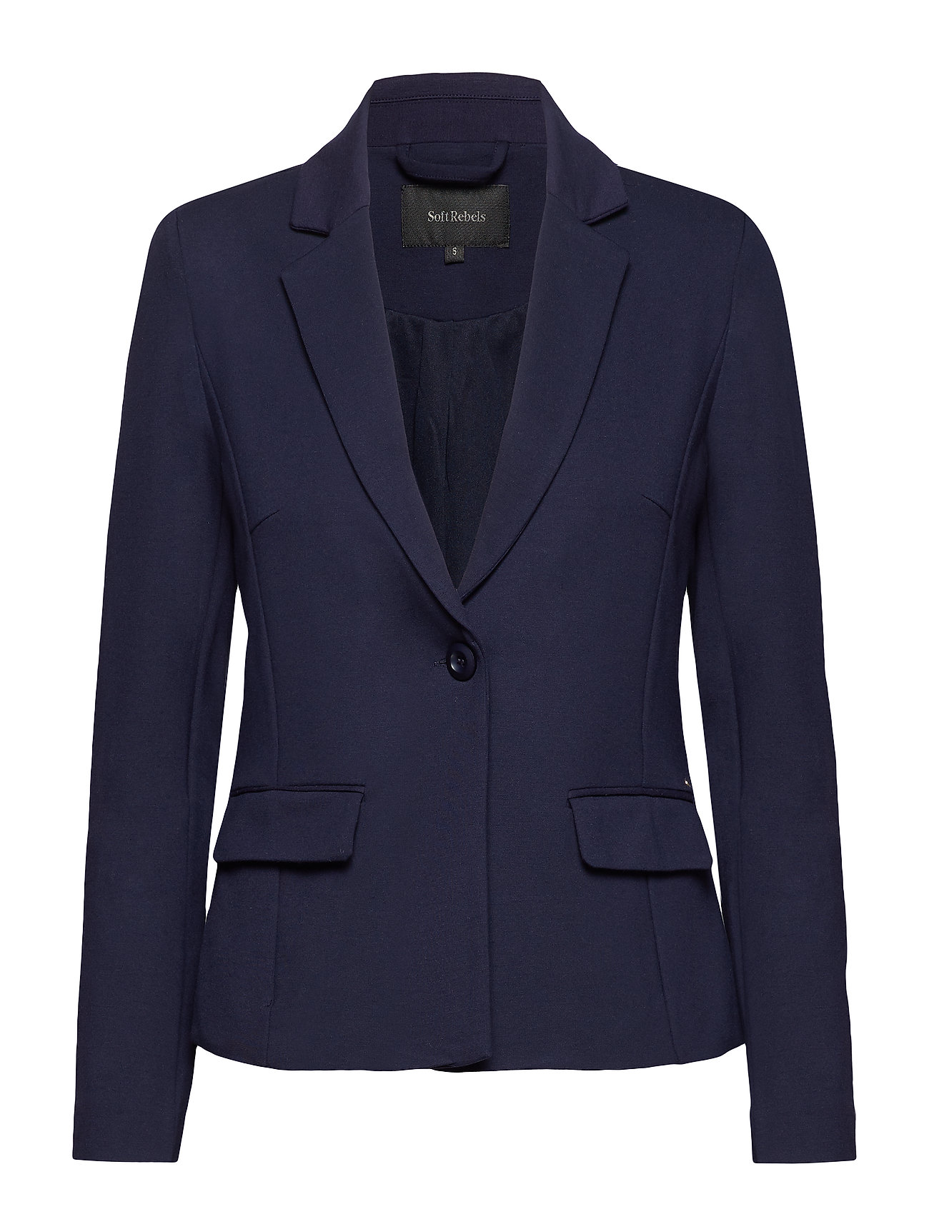Freya Plain Blazer Colbert Blauw Soft Rebels soft rebels kopen in de aanbieding