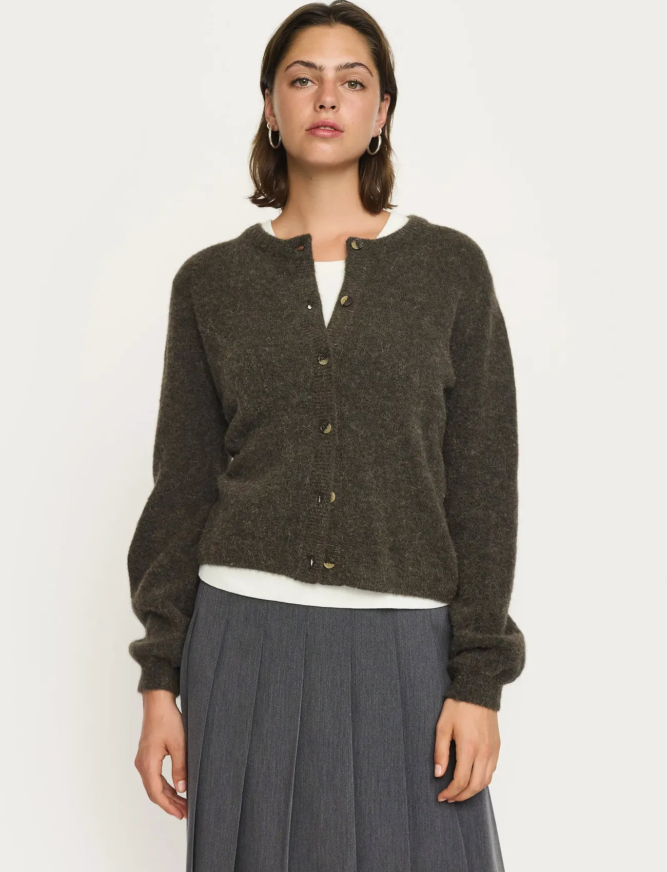 Soft Rebels Srallison O-Neck Cardigan Knit, XXL, Brown, Strik > Cardigans, Dame
