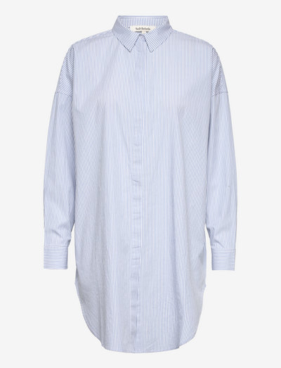 SRFreedom Long Striped Poplin Shirt - denimskjorter - ashley blue stripe