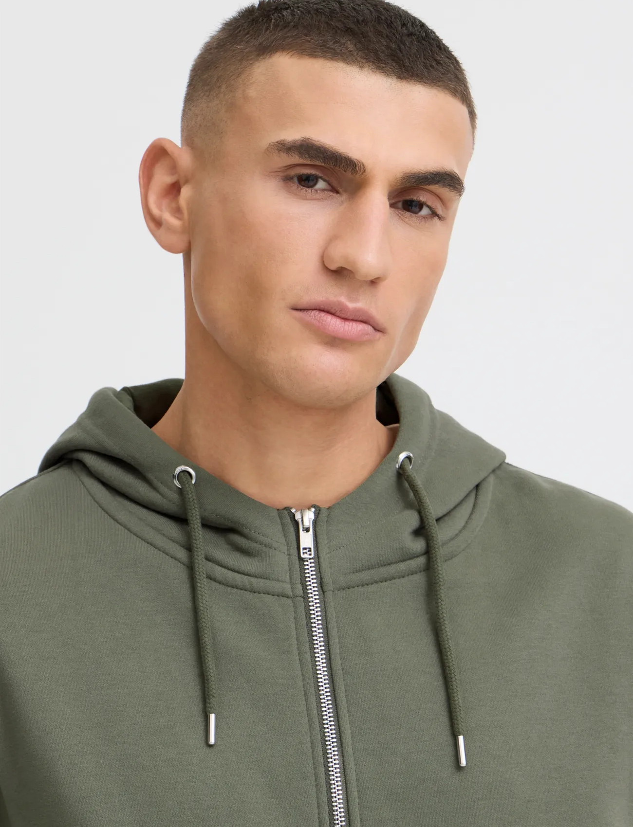 Solid Sdlenz Zipper Sw, XL, Khaki green, Sweatshirts & Hættetrøjer > Hættetrøjer, Herre