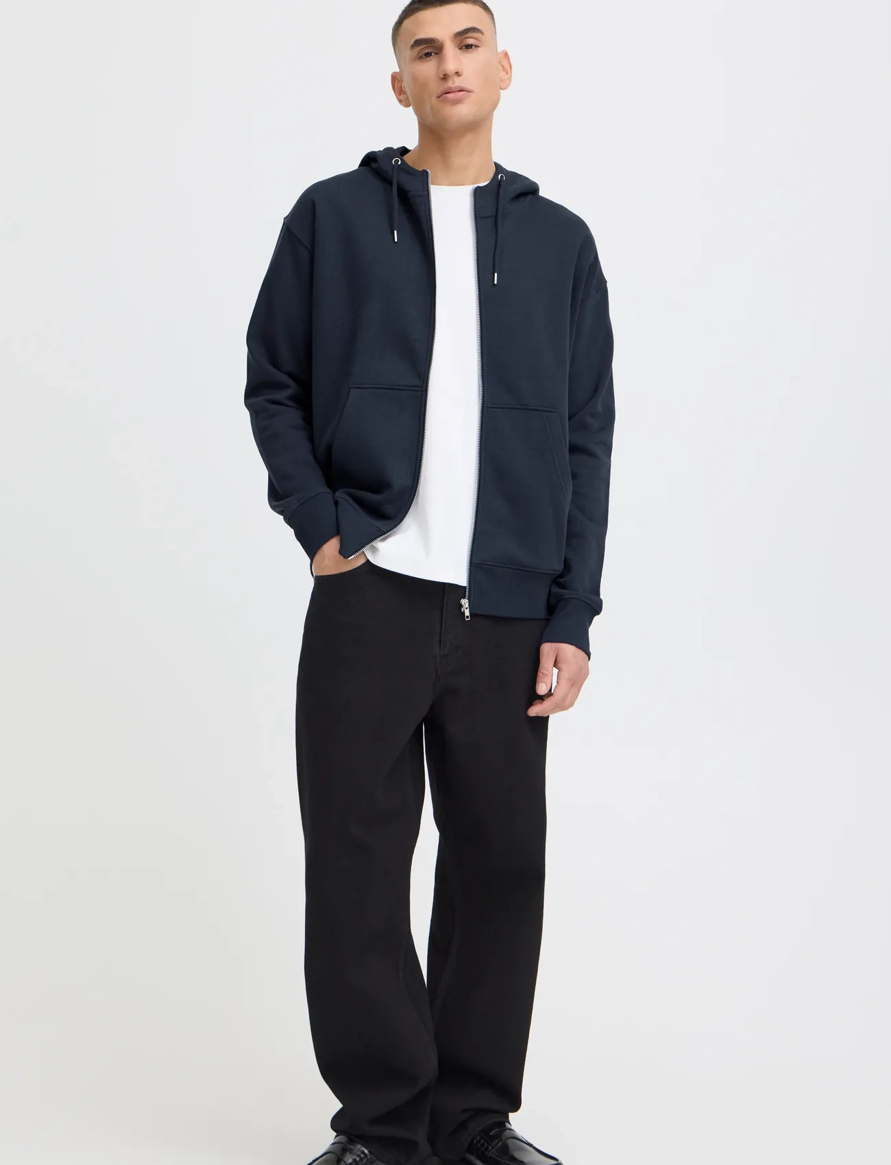 Solid Sdlenz Zipper Sw, XL, Blue, Sweatshirts & Hættetrøjer > Hættetrøjer, Herre