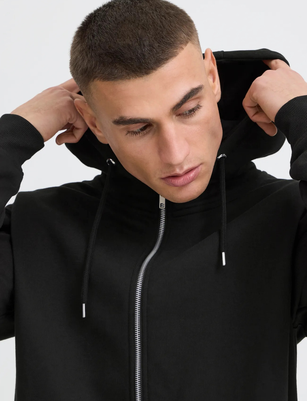 Solid Sdlenz Zipper Sw, XL, Black, Sweatshirts & Hættetrøjer > Hættetrøjer, Herre