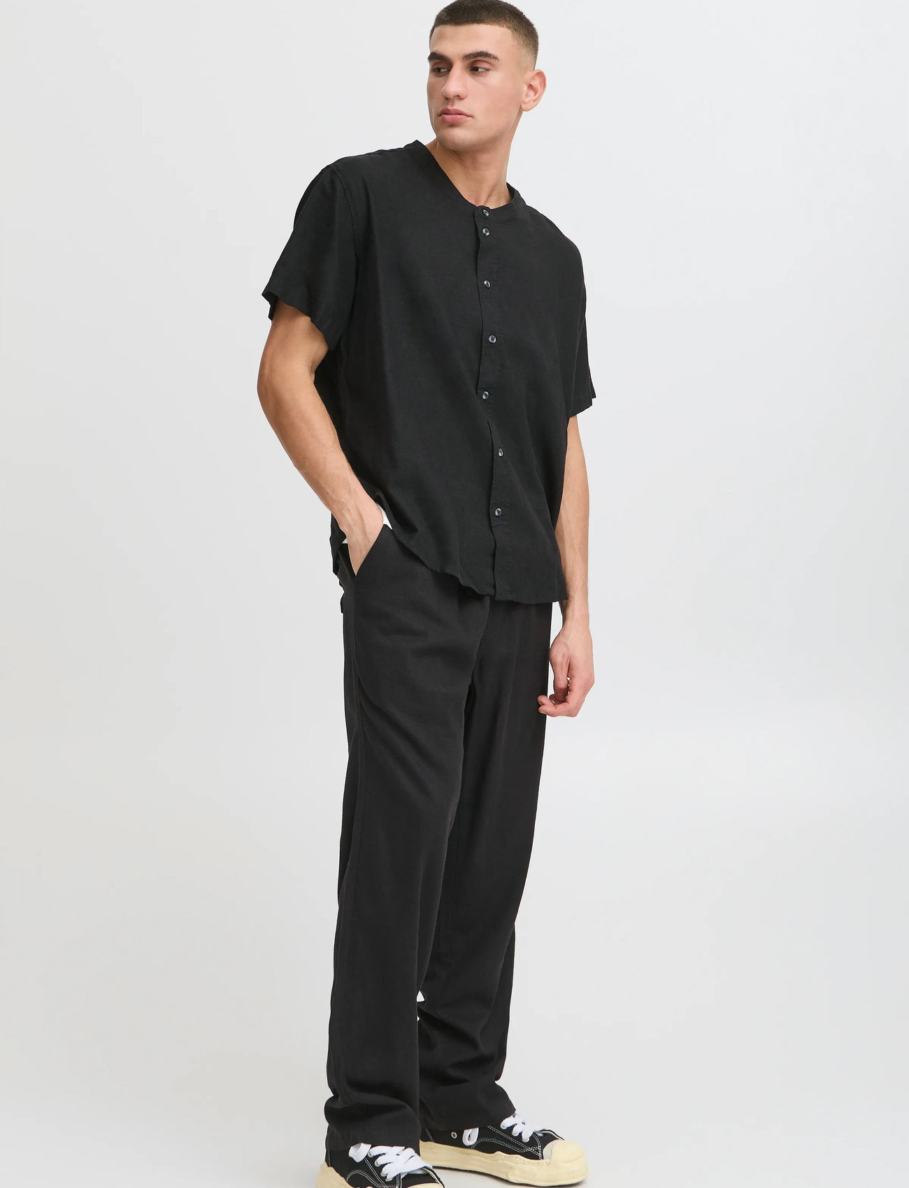 Solid Sdalann Allan Elasticated, XXL, Black, Bukser > Bukser I Hør, Herre