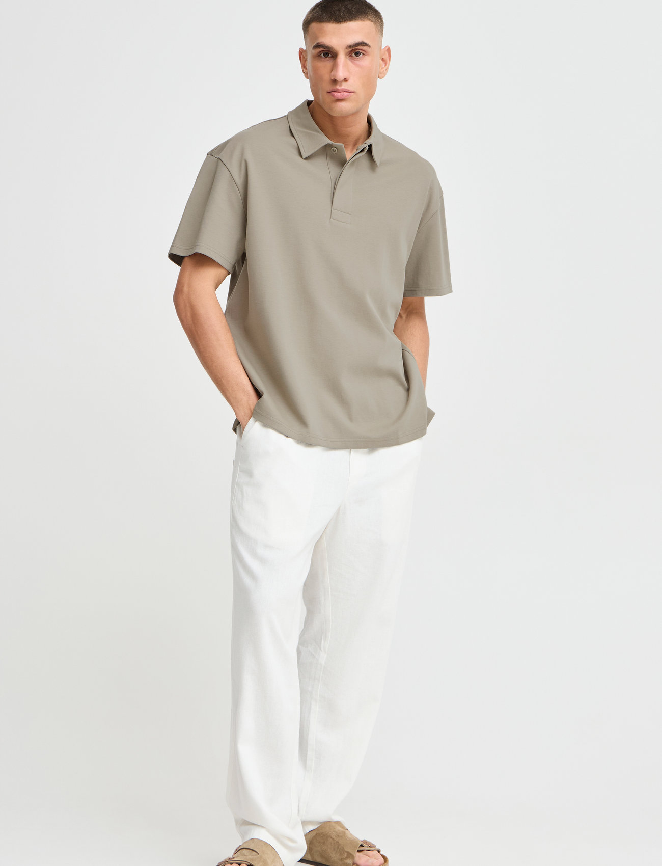 Solid Sdoswald, S, Beige, Poloer > Kortærmede, Herre