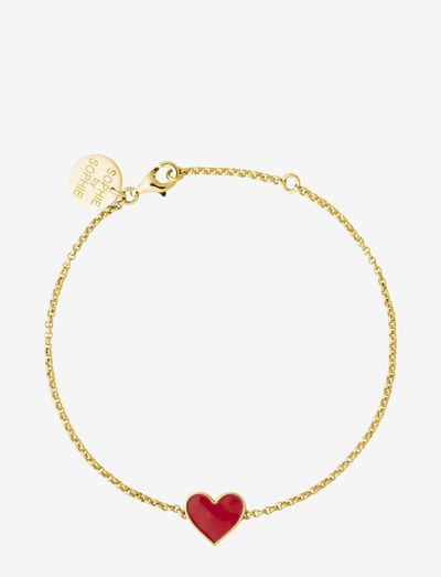 Enamel heart bracelet - kædearmbånd - red