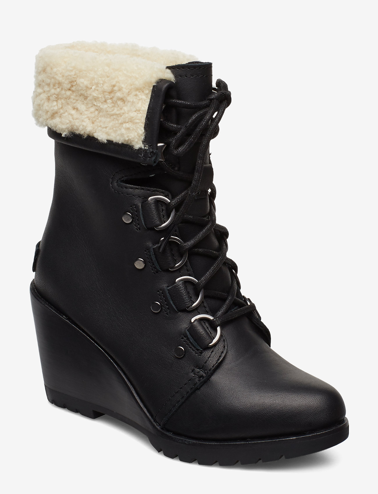 sorel after hours lace shearling boot