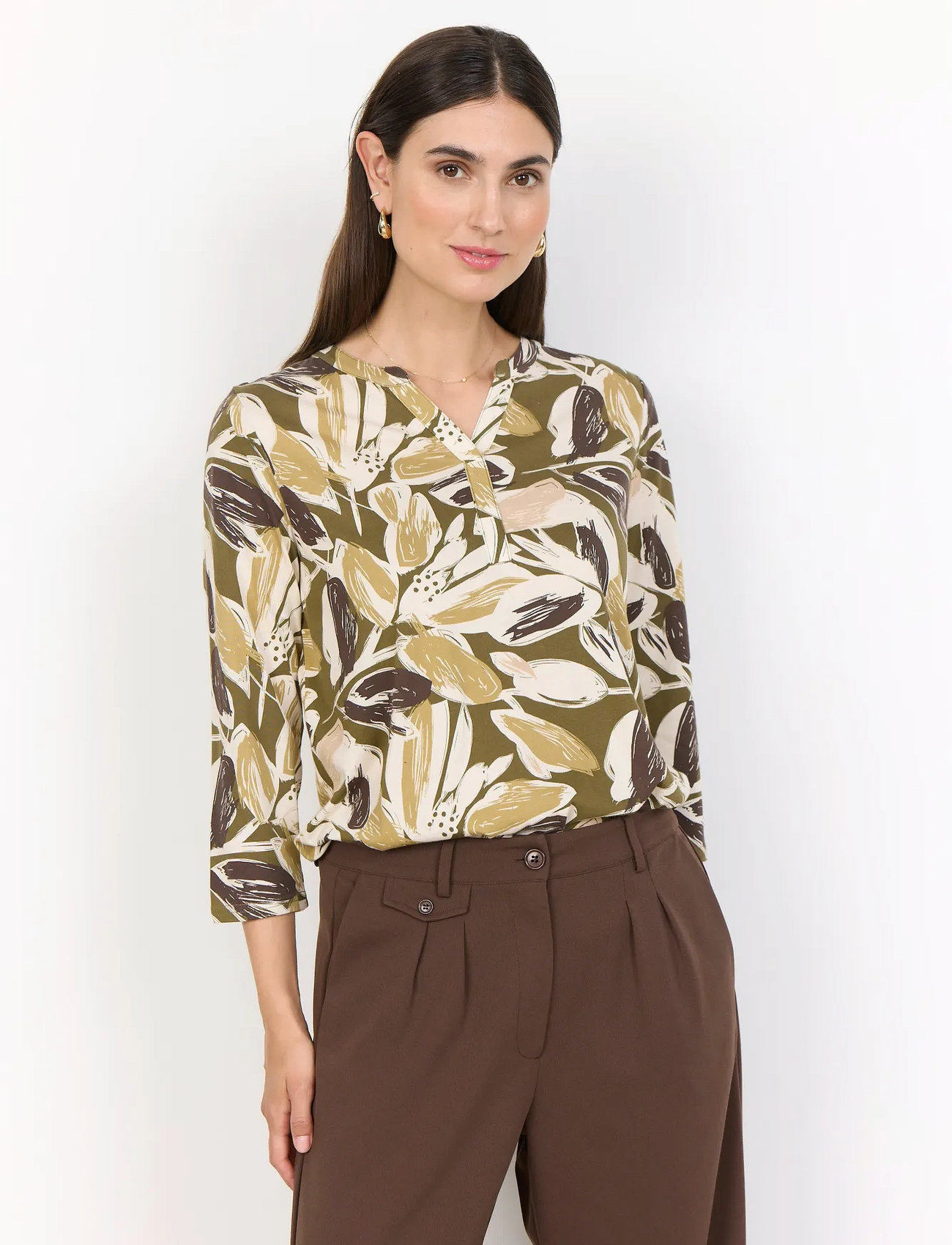 Soyaconcept Sc-Felicity Aop, M, Brown, Blouses - Long-sleeved, Dame
