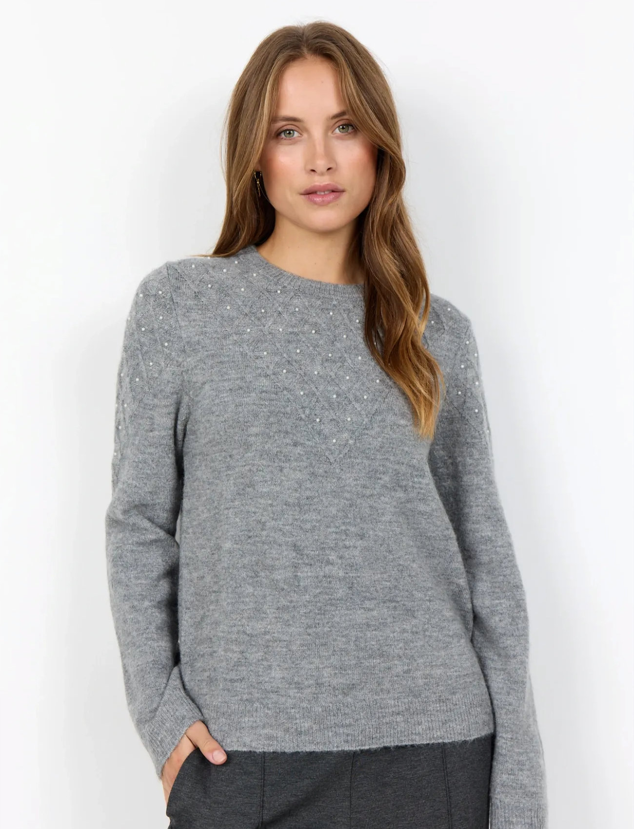 Soyaconcept Sc-Nessie, L, Grey, Strik > Trøjer, Dame