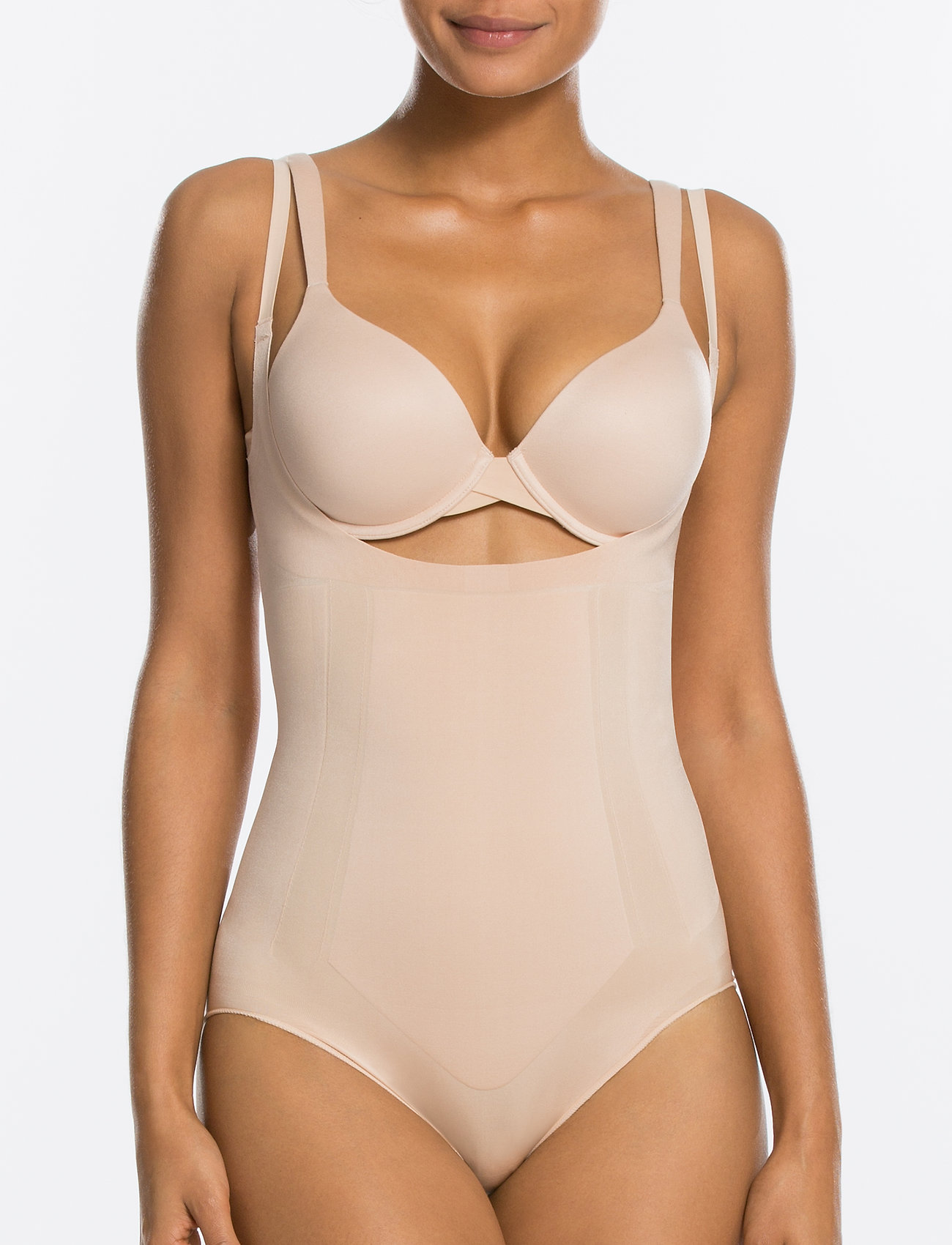 SPANX OnCore Open-Bust Panty Bodysuit Soft Nude SM at  Women's  Clothing store