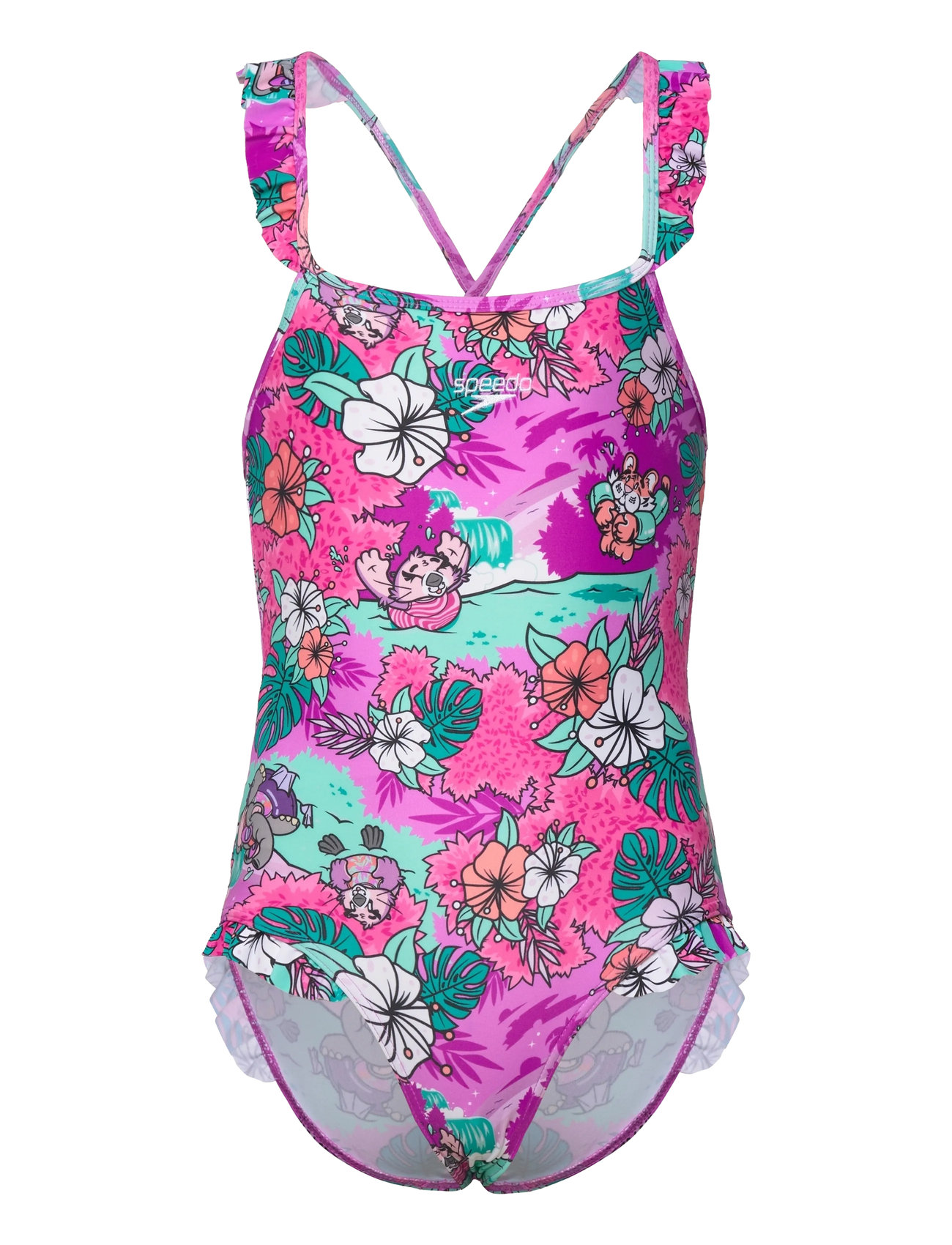 Speedo Girls Learn To Swim Printed Frill Thinstrap, 3, Purple, Sport > Badedragter, Børn
