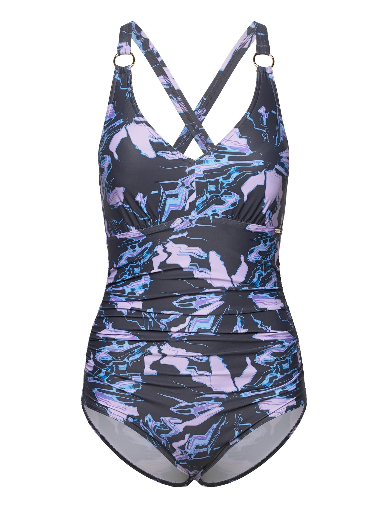 SPEEDO Womens Shaping Printed V Neck 1 Piece Lila - 40 - Damen
